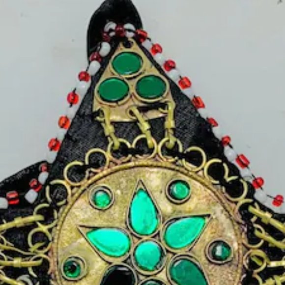 Green Kuchi Afghan Matha Patti, Ethnic Hair Jewelry, Afghan Hair Accessories, main image 5